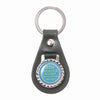 Blue Plaque Leather Keyring