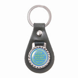 Blue Plaque Leather Keyring