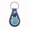 Blue Plaque Leather Keyring