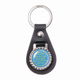 Blue Plaque Leather Keyring