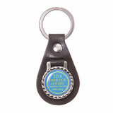 Blue Plaque Leather Keyring