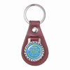 Blue Plaque Leather Keyring