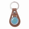 Blue Plaque Leather Keyring